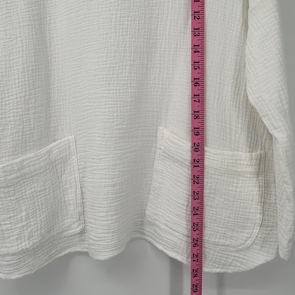 C&C California Womens White Double Gauze Cotton Oversized Pocket Top Large - Picture 6 of 6